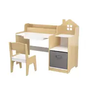 Babyjoy Kids Study Desk & Chair Set Children Study Table w/Storage Bin Student Drawing Writing Desk