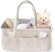ZOTIKA Baby Nappy Caddy Diaper Caddy Organizer, Baby Storage Basket for Diapers and Wipes, with Removable Inserts Nursery Storage Basket, Baby Shower Basket, 38 x25 x18 CM (Beige)