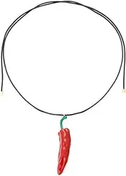 [PINKFAITH] Cute Red Chili Pepper Pendant Necklace for Women Girls Friendship Sister Daughter Dainty Jewelry Gifts BFF Adjustable Cord, Metal, No Gemstone