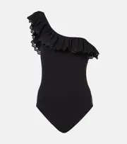 [Ulla Johnson] Ulla Johnson Solara Maillot ruflfed swimsuit AU 14 black