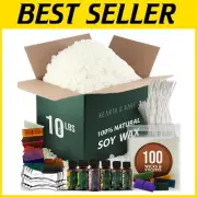 Complete Candle Making Kit: 10 lb Soy Wax, Wicks, Oils & Dye Blocks Included