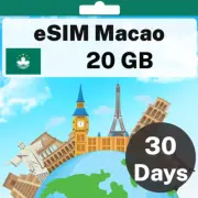 eSIM Macao - 20 GB - 30 Days - Travel eSIM | QR code activation