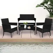 Levede 4PCS Outdoor Furniture Setting Patio Garden Table Chair Set Wicker Lounge