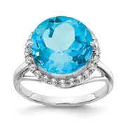 Sterling Silver Rhodium White Topaz u0026 Blue Topaz Ring