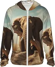 [LHBWCVN] UPF 50+ Light Jacket Full Zip Sun Protection Hoodie for Women Men Long Sleeve Resting Elephant Sun Shirts