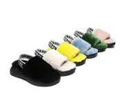 EVERAU® UGG Women Sheepskin Wool Slingback Wedge Fluffy Slides Miss Ever - White / AU Ladies 9 / AU Men 7 / EU 40