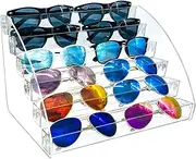 MineDecor 12 Piece Plastic Sunglasses Organizer Clear Eyeglasses Display Case 6 Tier Eyewear Storage Tray Box for Glasses Tabletop Holder Stand