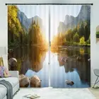 Beautiful Lakes Mountains 3D Blockout Photo Print Curtain Fabric Curtains Window