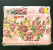 Vtg Cannon Monticello American Beauty Rose Pink Flat Full Double Bed Sheet