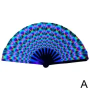 UV Glow Rave Fan Gradient Colorful Reflective Foldable Fan Bamboo Folding Clack