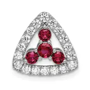 14k White Gold 1/2 Ct. Lab Grown Diamond VS/SI+ G+ and Lab Created Ruby Triangle Chain Slide Pendant