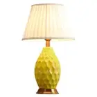 Textured Ceramic Oval Table Lamp Gold Metal Base Yellow Sofa Bedside Shade Light
