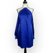 Aidan Aidan Mattox Halter Chain Cold Shoulder Mini Dress Women's 10 Blue NWT