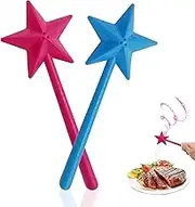 HKYLRAT 2 Pcs Salt and Pepper Shaker Magic Wands, Magic Star Wand Shaped Seasoning Bottle Refillable Spice Tools Seasoning Container with 3 Holes Kitchen Supplies (Blue&Rose)