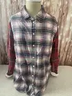 American Eagle Multi Plaid Flannel Top Christmas Colors Size Medium