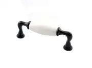 Kitchen cabinet cupboard handles black white porcelain 96mm