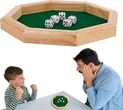 Wooden Dice Tray for Rolling, Octagonal Dice Mat Rolling Box, Dice Board for Family and Friends, Perfect Dice Tray for Home and Game Gatherings Dice Tray for Rolling, Wood Dice Mat Rolling Tray