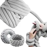 Chunky Yarn for Hand Knitting Arm Knitting Yarn 250g Light Grey Chunky Yarn for Crochet Soft Thick Yarn Washable Blanket Yarn for Pet Bed Sofa Blanket