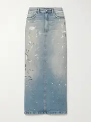 [Acne Studios] Acne Studios - Paint-splattered Denim Maxi Skirt - Blue - EU 40 EU 40 Blue