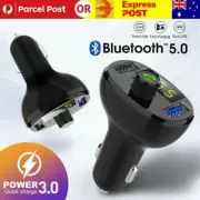 Handsfree Wireless Bluetooth 5.0 Car FM Transmitter Radio MP3 Player USB Charger