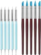 10Pcs Clay Tool Set, 5Pcs 2 Way Total 10 Different DIY Silicone and 5 Clay Color Shaping Modeling Wipe Out Tools