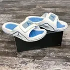 Jordan Hydro IV Retro Slip On Slides White Blue Mens Size 13 Pool Comfy NIB