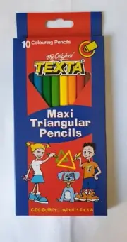 10pc Texta Maxi Triangular Colouring Pencils Art Drawing Coloured Sketch f/ Kids