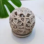 Tealight Candle Holder – Handcrafted Soapstone Tealight - Elegant Decorative Lantern for Home, Office, or Spa Ambience for Loved Ones | Unique Carved Design for Festive & Everyday Decor
