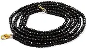 [Pehvdkuq] HI International Black spinel 3-4 mm rondelle faceted beads 21" long beaded necklace, black spinel beaded necklace jewelry, black spinel gemstone beads, 21 Inches, Gemstone, black spinel