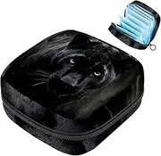 Period Bag,Sanitary Napkin Storage Bag,Black Animal Leopard,Tampon Holder for Purse