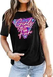 [tiorhooe] 80s T Shirts Women Retro 80s 90s Theme Party T-Shirt 80s 90s Fancy Dress Costume Outfits Tops
