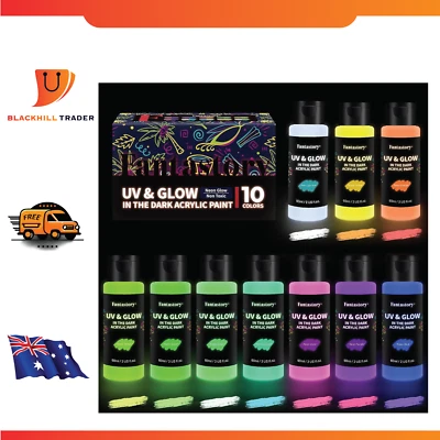 Glow in the Dark Paint, 60Ml/2Oz Neon Glow Acrylic Paints, 2IN1 Waterproof Paint