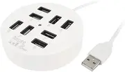 Ruilogod White 55cm Cable LED Light 8 Ports USB 2.0 Hub Splitter Adapter
