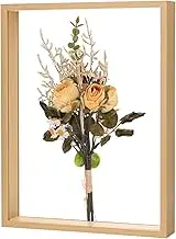 uxcell 1-Pack Dried Flower Frame, 12 x 16 Inch Double Acrylic Wooden Dried Flower Photo Floating Frame for Tabletop/DIY/Handicrafts [Wood Color]