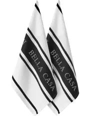 [Ladelle] Bella Casa Kitchen Towel Pack of 2 in White/Black