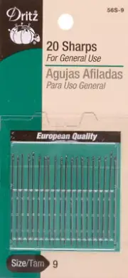 Dritz 56S-8 Sharps Hand Needles, Size 8, Nickel (20-Count)