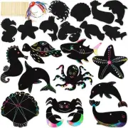 Rainbow Scratch Paper, Ocean Sea Animal Ornaments (50 Pack)