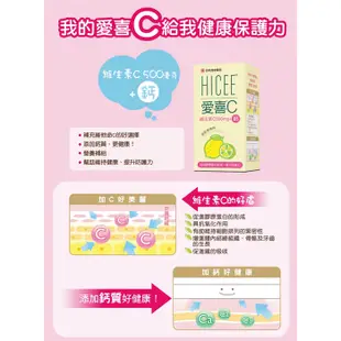 HICEE 愛喜C 維生素C 500mg+鈣 口嚼錠(檸檬口味) 60錠／20錠【新高橋藥局】愛喜C+鈣口嚼錠