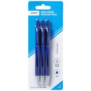 J.Burrows Retractable Ballpoint Pens Blue 3 Pack