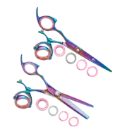 Sharkfin Left Handed Scissors Professional Super Swivel RAINBOW SET 6.25" SHEAR