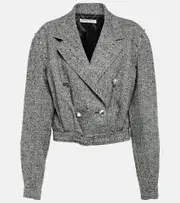 [Alessandra Rich] Alessandra Rich Herringbone cropped wool-blend jacket AU 12 multicoloured
