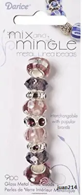 Darice mix and mingle Amethyst Glass Metal Lined Beads 9pc 1999-2725 / Charm