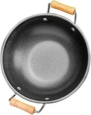 COLLBATH Double Handle Stainless Steel Pot Metal Wok Cooking Pot Household Nonstick Outdoor Cookware