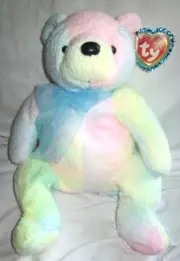 Ty Beanie Buddies Mellow Pastel Tie Dye Plush Teddy Bear-2001-13" Tall