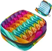 Period Bag,Sanitary Napkin Storage Bag,Abstract Color Rainbow Stripes,Tampon Bag for Purse