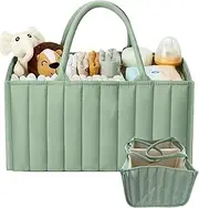 Diaper Caddy Organizer | Baby Baskets for Shower - Portable Foldable with Handle Safe Waterproof Storage for Nursery Bedside Bathroom Desk