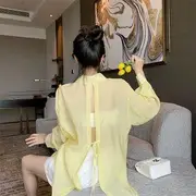 Long-Sleeve Tie-Back Shirt Yellow - One Size
