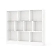 Costway 3-Tier Open Storage 10-Cube Bookshelf Wooden Display Shelf - White