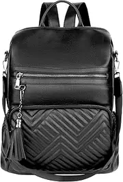 [Cortelay] Backpack Purse for Women Leather Ladies Fashion Designer Travel Convertible Shoulder Bag with Tassels