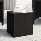 Side Table Black 40x37x40.5 cm Poly Rattan Tempered Glass Outdoor Furnitur 19388